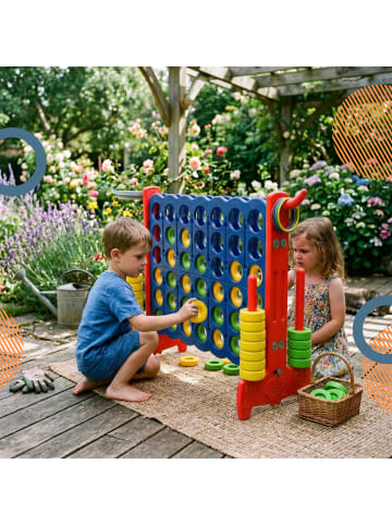 relaxdays Vier Gewinnt "3 in 1" in Blau/ Rot - (B)121 x (H)88 x (T)44 cm
