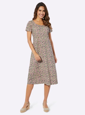 Sieh an! Jerseykleid in anthrazit-rosé-bedruckt