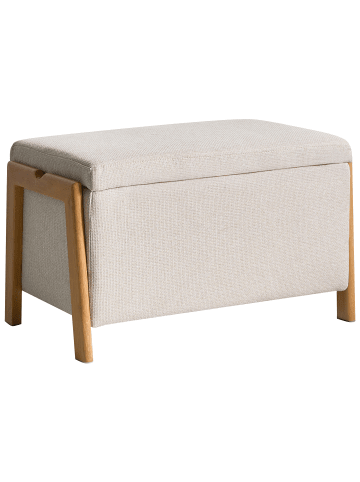 Beliani Bettbank EDLAND in Beige/Braun - (W) 75 x (H) 44 x (L) 43 cm