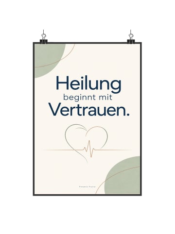 Plakat Herz vertrauensvoll Design mit Spruch in Weiß