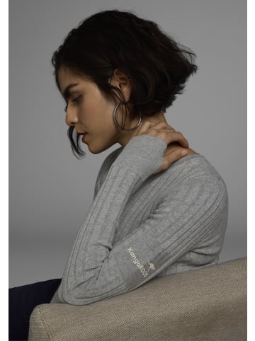 Kangaroos V-Ausschnitt-Pullover in hellgrau-melange