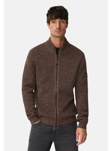 Camel Active Strickjacke aus einem soften Baumwollmix in Dunkelbraun