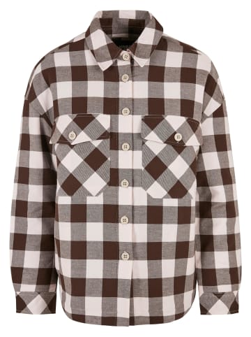 Urban Classics Urban Classics Damen Ladies Flanell Padded Overshirt in pink/brown