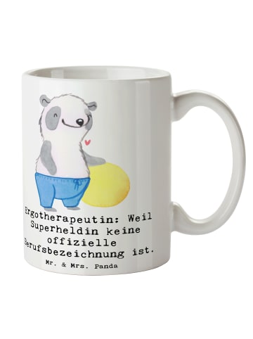 Mr. & Mrs. Panda Kaffeetasse Ergotherapeutin Superheldin mit Spruch in Weiß