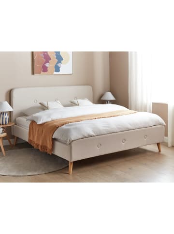 Beliani Doppelbett RENNES in Beige/Braun - (W) 191 x (H) 107 x (L) 216 cm