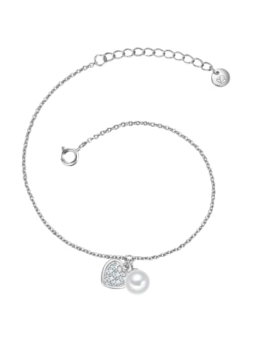 Glanzstücke München Armband Herz aus Sterling Silber mit Zirkonia und Süßwasser-Zuchtperle in silber