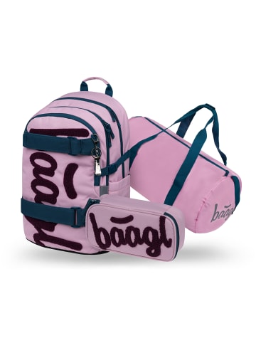 BAAGL 3-tlg. Set: Schulrucksack Skate in Violett Rose