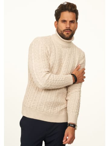 DAILY COTTON Strickpullover - als Grobstrick Pulli mit Zopfmuster für Herren in Beige