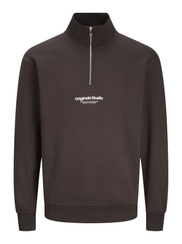 Jack & Jones Sweatshirt mit halbem Reißverschluss in Chocolate Torte