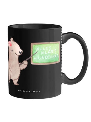Mr. & Mrs. Panda Tasse Sachkundelehrerin Herz ohne Spruch in Schwarz