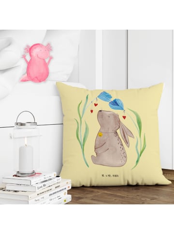 Mr. & Mrs. Panda Deko Kissen Hase Blume ohne Spruch in Gelb Pastell