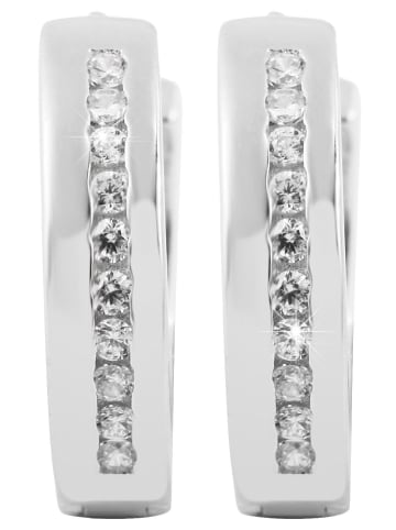 Adeliás Damen Ohrringe – Klappcreole aus 925 Silber mit Zirkonia in silber