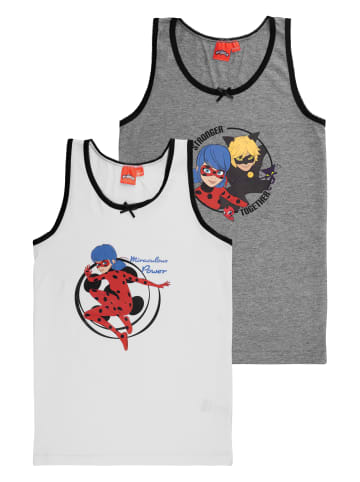 United Labels 2er Pack Miraculous Ladybug Unterhemd Tank Top Hemdchen in weiß/grau