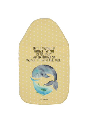 Mr. & Mrs. Panda Wärmflasche Walfisch Thunfisch mit Spruch in Gelb Pastell
