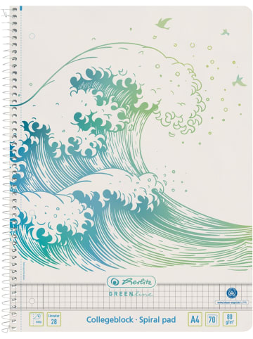 Herlitz Spiralblock A4 Greenline 70 Blatt Lineatur 28 gelocht Welle