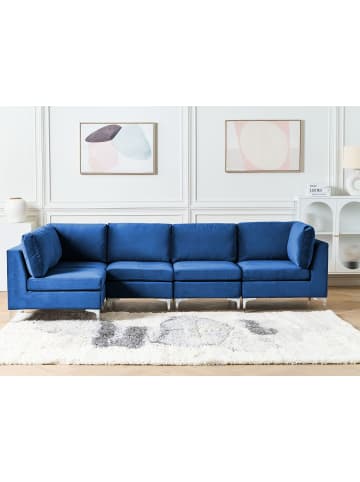 Beliani 5-tlg Ecksofa EVJA in Blau rechtsseitig