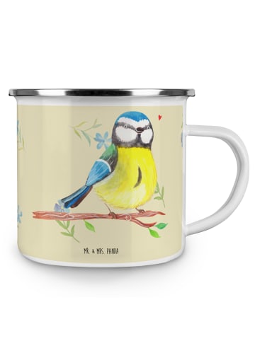 Mr. & Mrs. Panda Camping Emaille Tasse Vogel Blaumeise ohne Spruch in Blumig