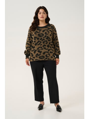 KAFFE curve Strickpullover KCvilma in Brown/Black Animal Pattern