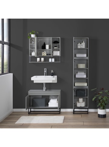 home24 Waschbeckenunterschrank Zaddy in Dunkelgrau