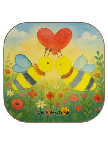 Mr. & Mrs. Panda Untersetzer Quadratisch Biene Liebe Design ohne... in Weiß