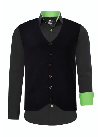 Rusty Neal Hemd mit Weste 2er Set in Schwarz / Grün