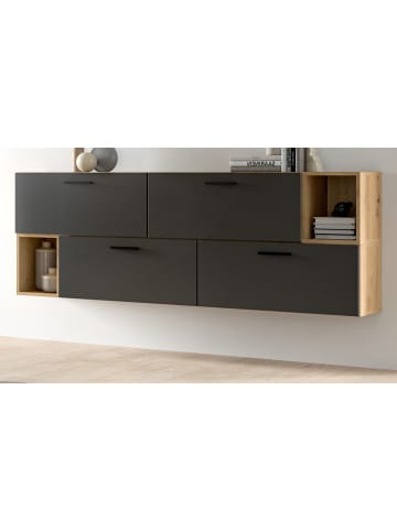 Inn.Furn Sideboard grau, Artisan Eiche 176 cm, Kommode hängend / stehend mit Soft-Close