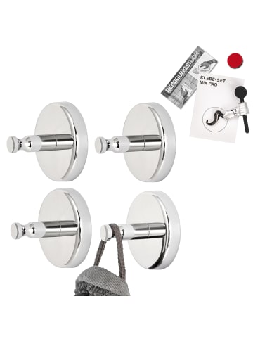 bremermann Bad-Serie LUCENTE - Handtuchhaken 4er Set inkl. Klebeset ca. Ø 6 x 4,5 cm T