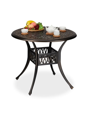 relaxdays Gartentisch in Schwarz/ Bronze - (H)75 x Ø 90 cm