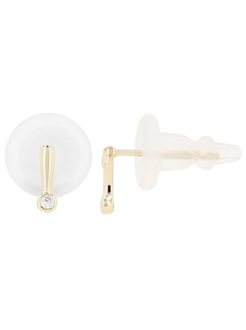 Adeliás Damen Ohrringe – Ohrstecker aus 925 Silber mit Zirkonia in gold