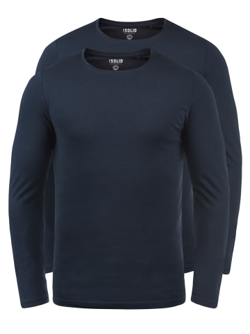 !SOLID Rundhalsshirt SDBasal 21103002ME Langarmshirts im 2er-Pack in Blau
