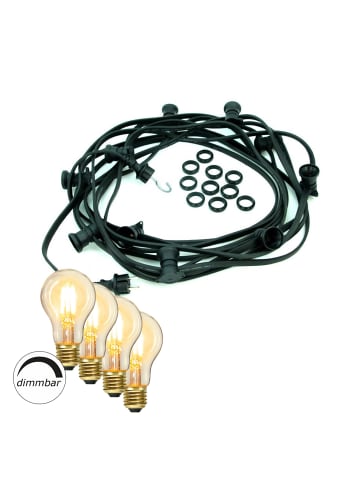 SATISFIRE Garten Party Lichterkette Illu 50x dimmbare Glühbirne 50m schwarz