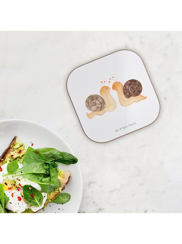 Mr. & Mrs. Panda Holzuntersetzer Schnecken Liebe ohne Spruch in Weiß