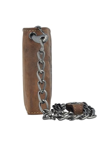 Greenburry Vintage Skull Kettenbörse Leder 12,5 cm in nut brown