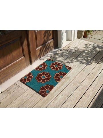 Beliani Fußmatte KULIK in Blau/Braun - (W) 40 x (L) 60 cm