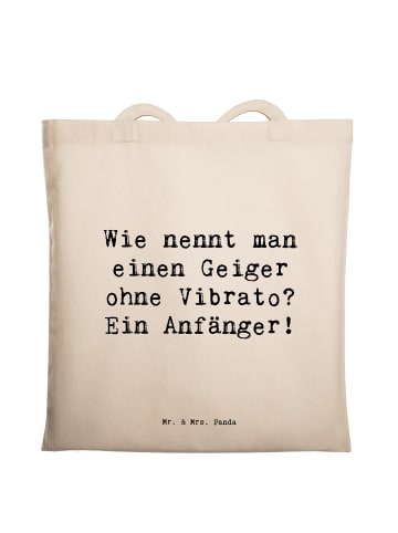 Mr. & Mrs. Panda Tote Bag Spruch Violine Anfänger mit Spruch in Creme