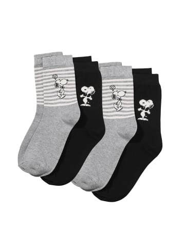 ONOMATO! Peanuts Snoopy Damen 4er Pack Socken Strümpfe in Mehrfarbig
