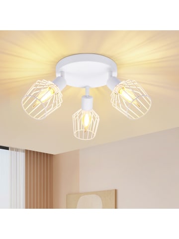 ZMH Deckenleuchte in Weiß 3-flammige E14 rund Schwenkbar Vintage Deckenspot