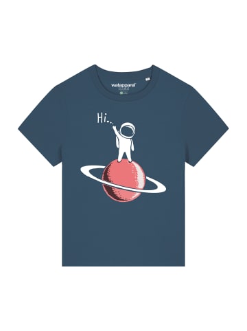 wat? Apparel T-Shirt Astronaut says Hi in Petrol