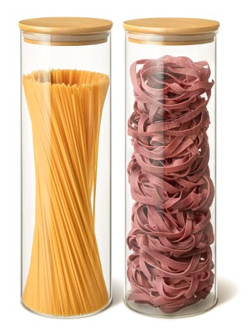 Praknu Vorratsdosen mit Deckel für Spaghetti 2er Set - Luftdicht mit