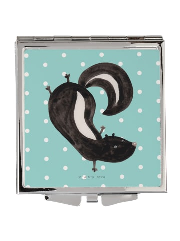 Mr. & Mrs. Panda Handtaschenspiegel quadratisch Stinktier Handst... in Türkis Pastell