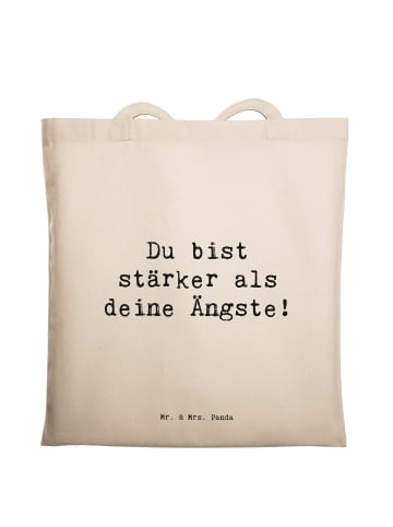 Mr. & Mrs. Panda Stofftasche Spruch Angst überwinden mit Spruch in Creme