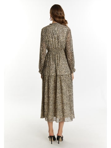 faina Damen Maxikleid Mit Leoprint in Hellbeige Mehrfarbig