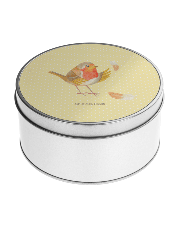 Mr. & Mrs. Panda Kaffeedose Rotkehlchen Federn ohne Spruch in Gelb Pastell