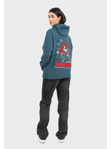 OLDSKULL Hoodie Asian Neon Djane Logo Graphic in Dark Green