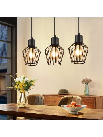 ZMH Pendelleuchte 3-flammige E27 in Schwarz Vintage Käfigform