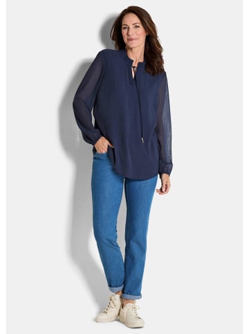GOLDNER Elegante Jersey-Bluse mit Rundhals in marine