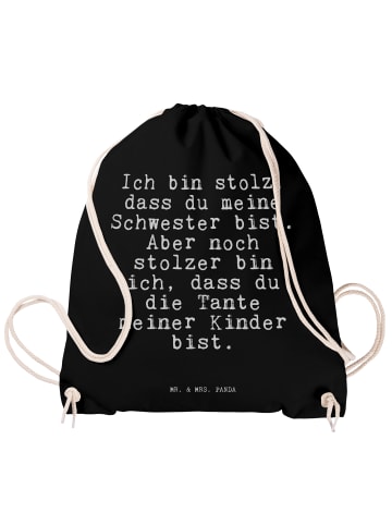 Mr. & Mrs. Panda Baumwoll-Turnbeutel Ich bin stolz, dass... mit ... in Schwarz