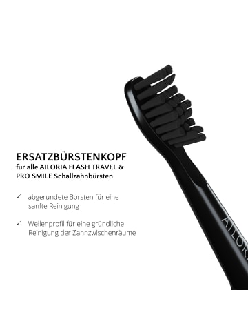 Ailoria FLASH TRAVEL Ersatzbürstenköpfe 6er Set in schwarz / schwarz