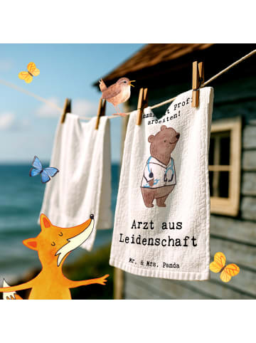 Mr. & Mrs. Panda Gäste Handtuch Arzt Leidenschaft mit Spruch in Weiß