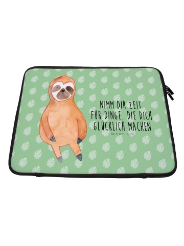 Mr. & Mrs. Panda Laptop Tasche Faultier Zufrieden mit Spruch in Tropengrün